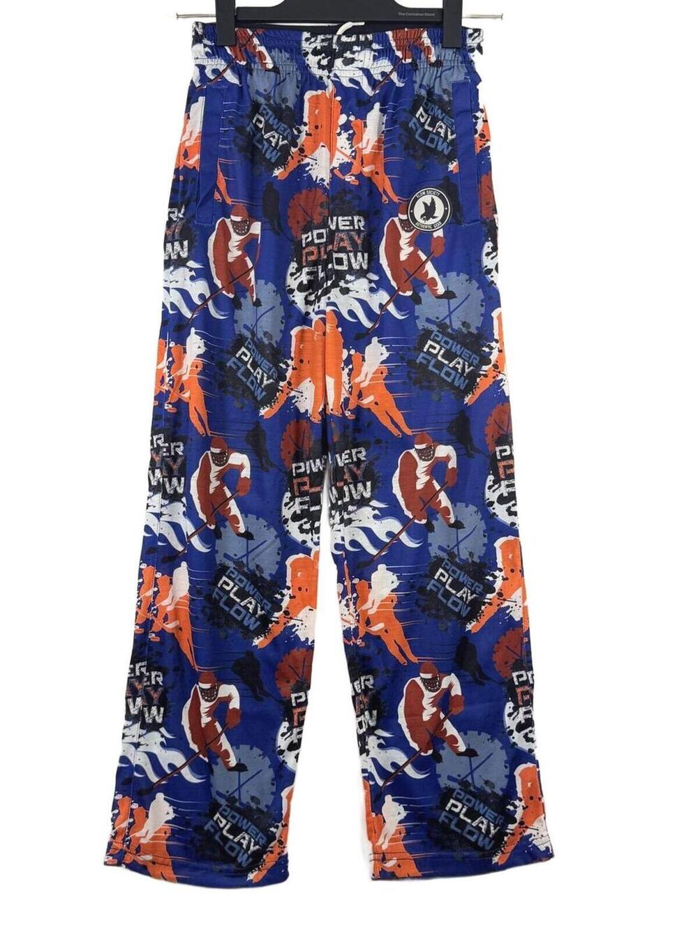 Flow Society Kids Youth Power Play Lounge Pants Hockey Blue Orange Size Medium